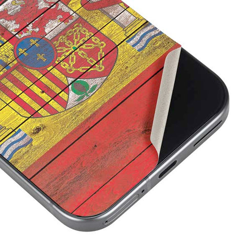 Spain Flag Dark Wood Pixel 9 Pro XL Skin